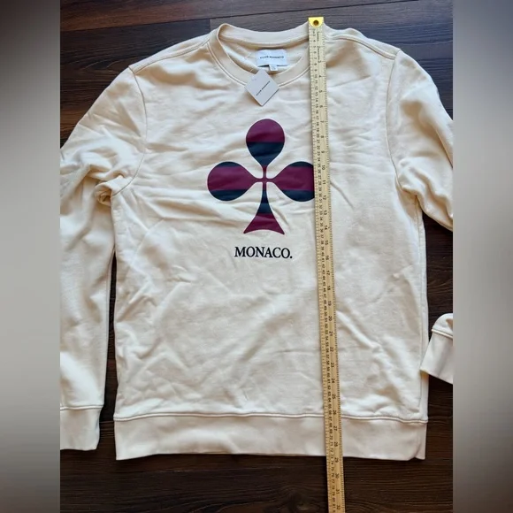 Club Monaco Monaco Graphic Sweatshirt Cream Women’s L / Men’s M Unisex NWT - Picture 8 of 10